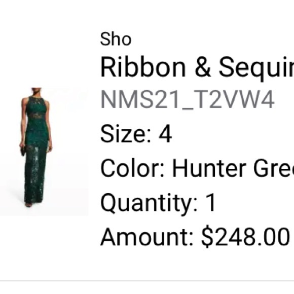 SHO Ribbon and sequin gown in forest - Picture 4 of 4